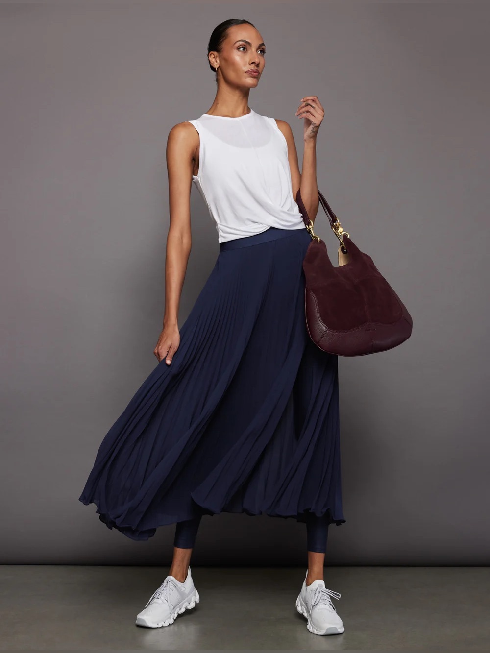 Carbon38 Mesh Pleated Skirt | Size M | Navy
